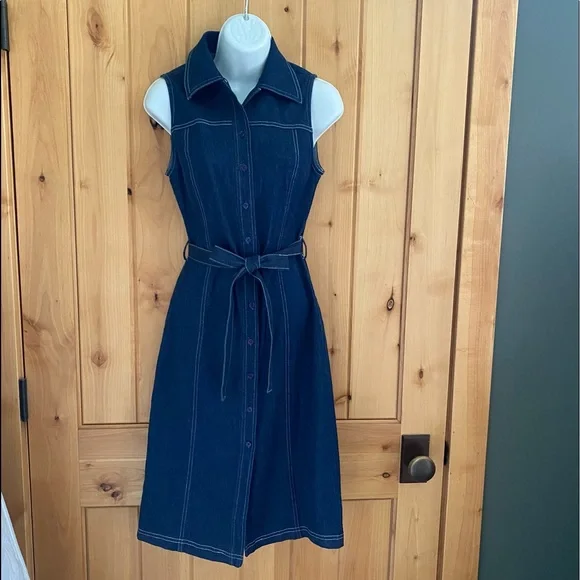 zinc | Dresses | Zinc Stretch Sleeveless Preppy Denim Jean Dress Nwot |  Poshmark